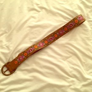 Lucky Brand floral embroidered leather belt